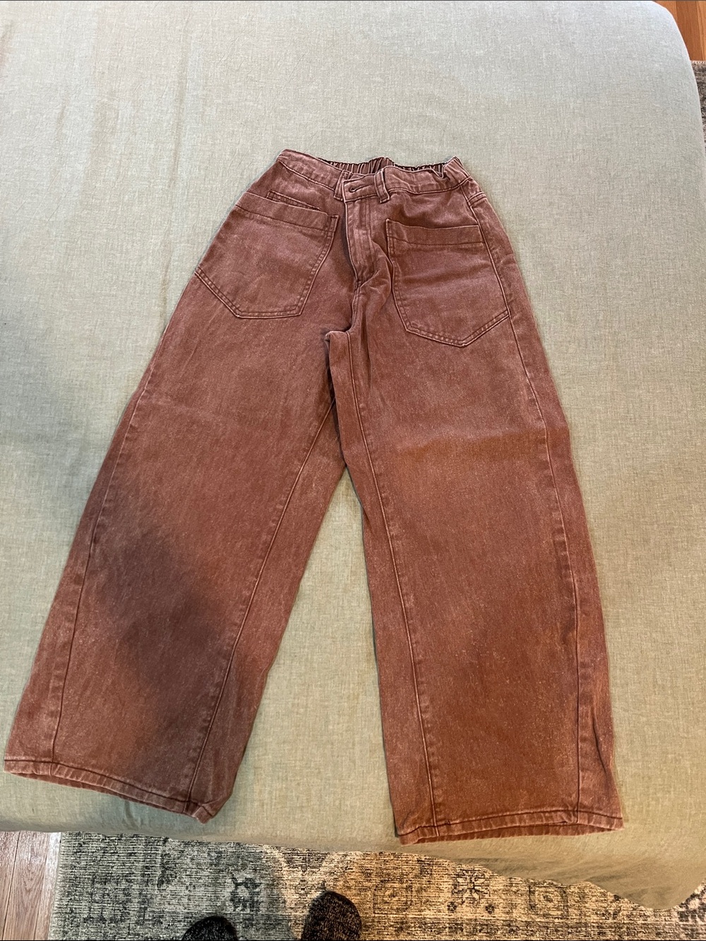 SHEIN Relaxed Wide-Leg Jeans in Washed Brown